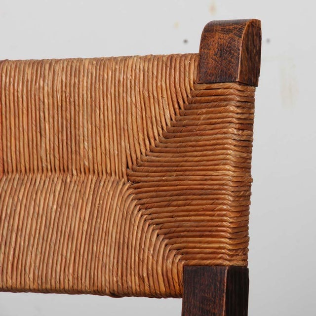 Brown French Wood and Straw-Seated Chairs, 1940s, Set of 4 For Sale - Image 8 of 12