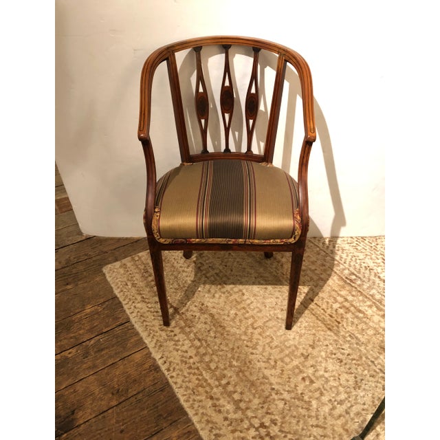 Antique Curved French Fruitwood Inlaid Chair For Sale - Image 13 of 13