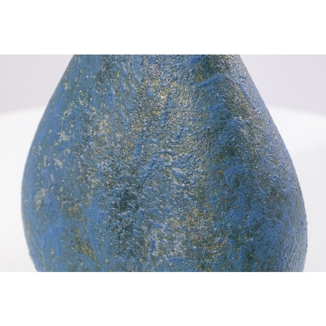 1950s Marcello Fantoni Vase C. 1950s Signed Modernist Textured Volcanic Glazed Ceramic For Sale - Image 5 of 5