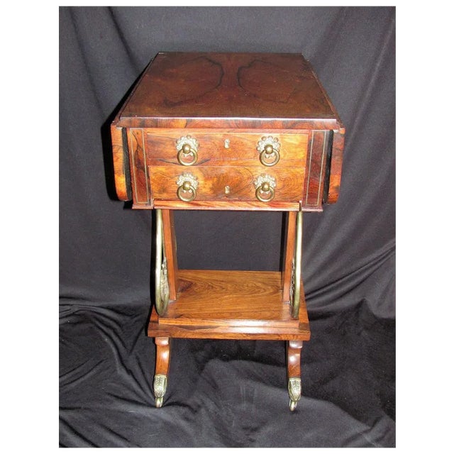 English Regency Rosewood Sewing Work Table Circa 1820 For Sale - Image 9 of 9