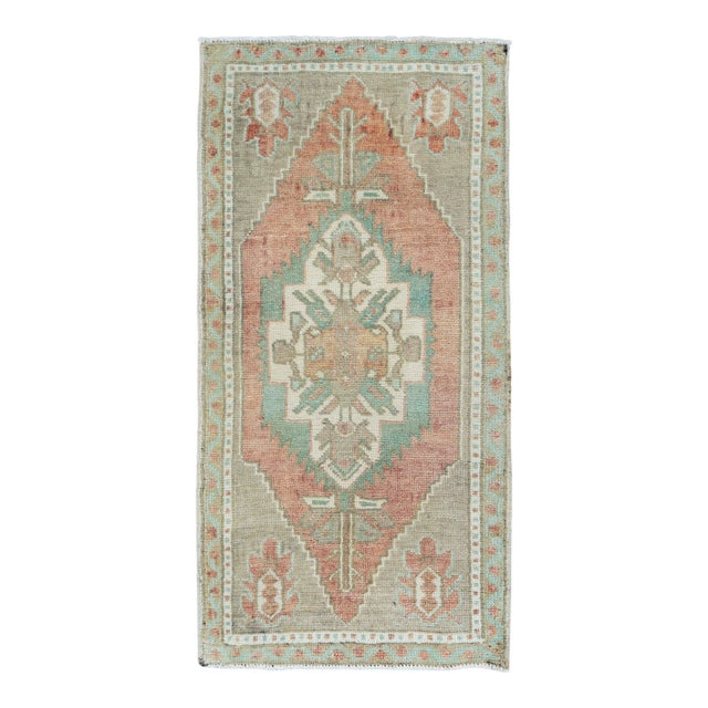 Turkish Mini Rug Oriental Hand Knotted Vintage Rug 1'8" x 3'4" #16779 For Sale