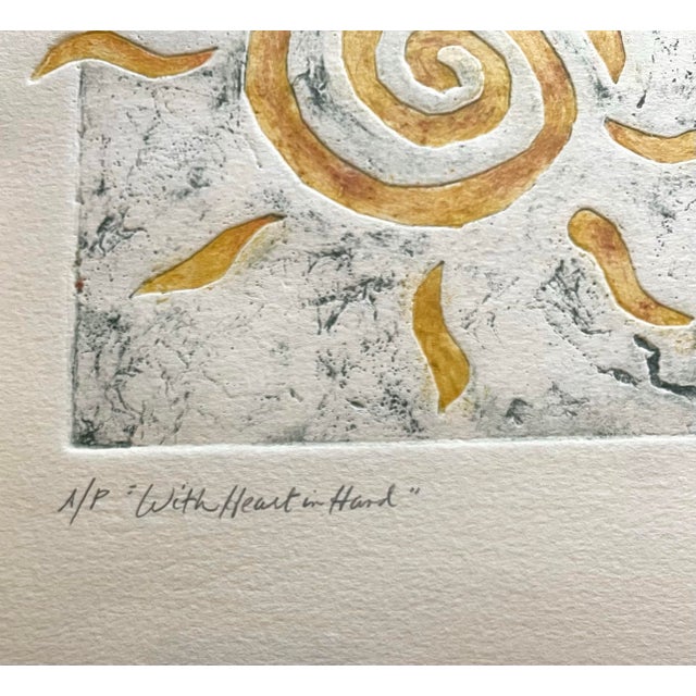 1990s Liz Lyons Friedman Framed, Signed Artist, Proof Watercolor Art Print ‘With Heart in Hand” For Sale - Image 5 of 6