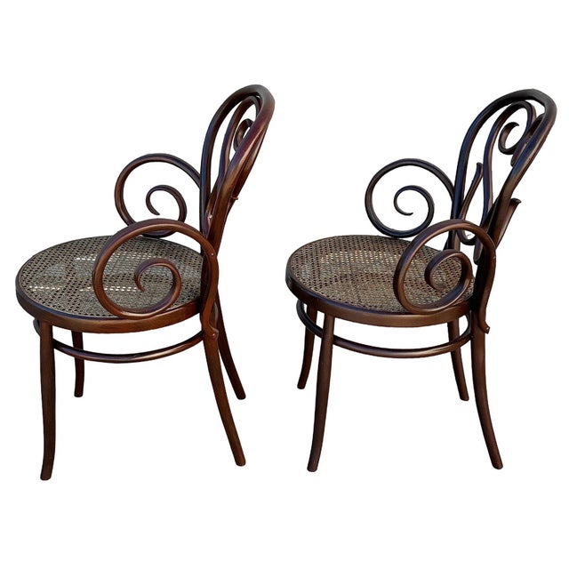 Wood Large Victorian No.4 Bent Oak Cafe Daum Style Bentwood Armchair by Thonet, Pair For Sale - Image 7 of 9