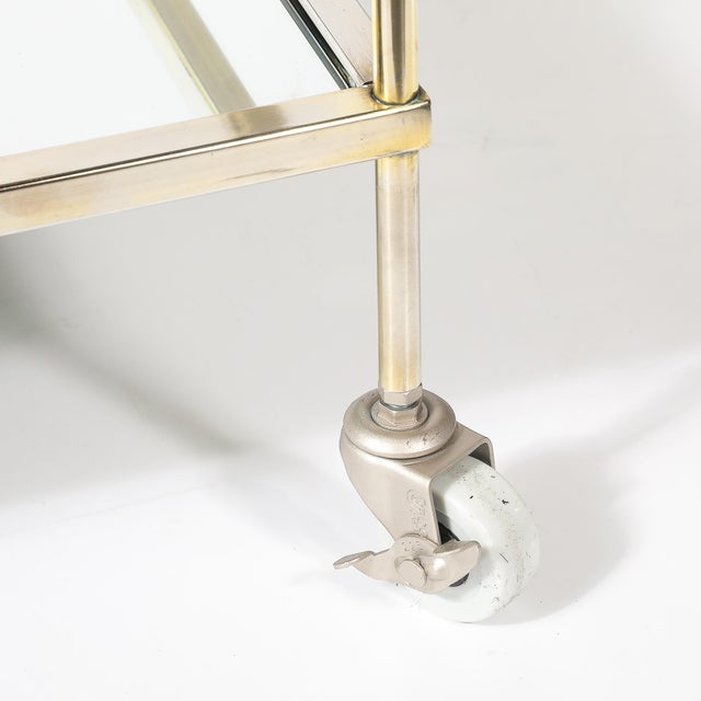 Mid-Century Modern Two-Tier Bar Cart in Antiqued Nickel Finish For Sale - Image 15 of 18