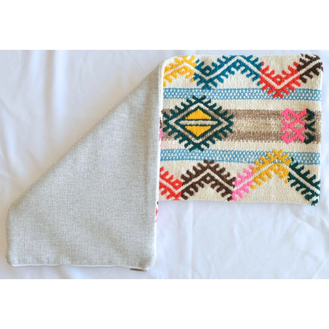 1970s 1970s Turkish Kilim Lumbar Pillow Cover Handmade Wedding Pillow 12" X 30" For Sale - Image 5 of 7