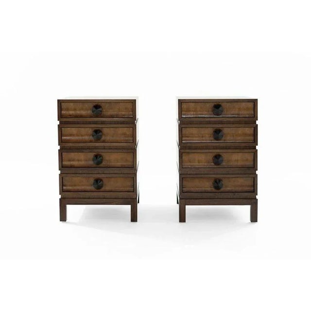 Stacked Bedside Tables in Special Walnut With Burl Wood - a Pair For Sale - Image 4 of 9