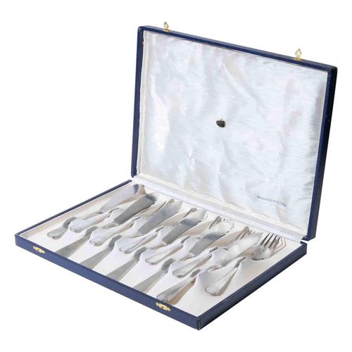 Metal Vintage Italian Silver Fish Cutlery, 1970s, Set of 12 For Sale - Image 7 of 7