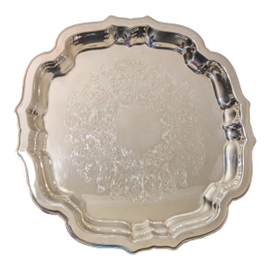 1980s Oneida 10" Chippendale Round Silverplate Tray