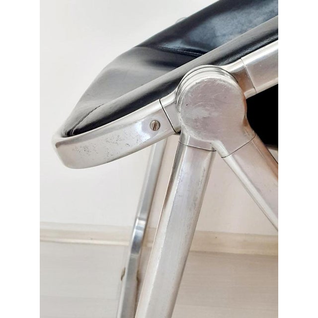 Black Black Leather Plona Folding Armchair by Giancarlo Piretti for Anonima Castelli, Italy, 1970 For Sale - Image 8 of 12