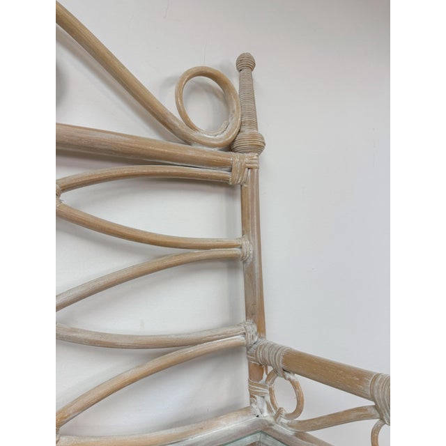 Vintage Etagere Henry Link Rattan Whitewash Three-Tier Glass Shelves Coastal For Sale - Image 15 of 16
