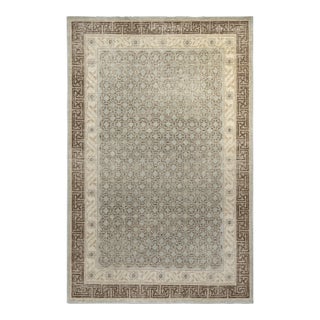 Rug & Kilim’s Oversized Border Rug in Ice Blue, 12x18 For Sale