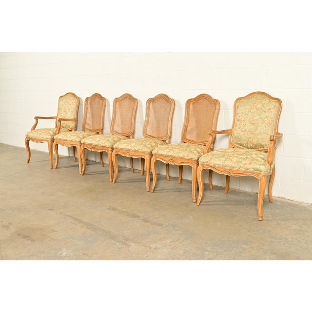 John Stuart French Provincial Louis XV Carved Oak and Cane Back Side Chairs or Dining Chairs | Pair For Sale - Image 13 of 14
