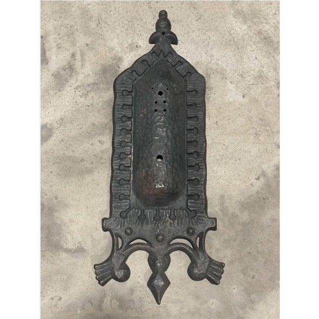 16th Century Antique Gothic Wall Sconce Plate Black Metal Cast Iron Medieval For Sale - Image 5 of 5