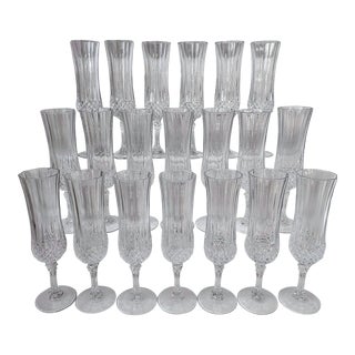 1990s Cristal d'Arques Longchamp Champagne Flutes - Set of 20 For Sale