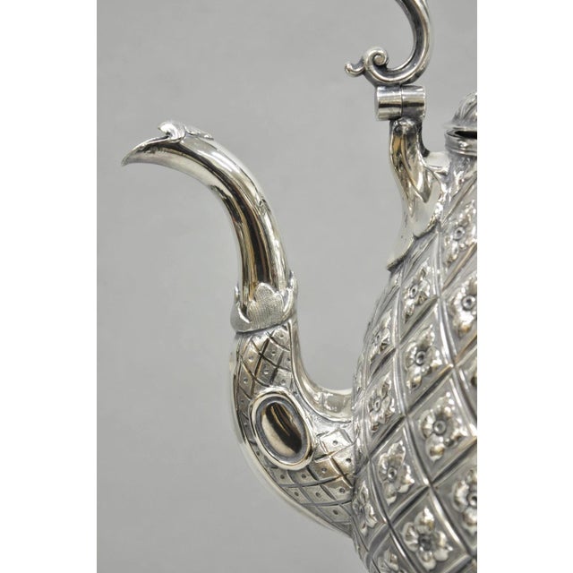 Late 19th Century Hawksworth Eyre & Co Victorian Silver Plated "Pineapple" Figural Tipping Tea Pot For Sale - Image 11 of 18
