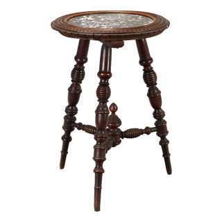 Swiss Pine Side Table with Black Marble Top For Sale