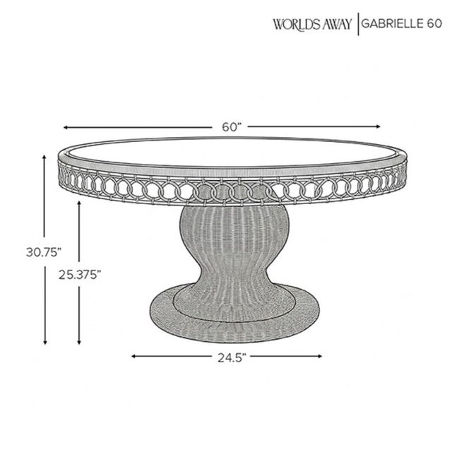 Matthew Izzo Home Gabrielle 60" Woven Rattan Pedestal Dining Table With Glass Top For Sale In New York - Image 6 of 8