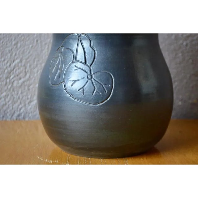Ceramic Large Coloquint Vase with Incised Decoration For Sale - Image 7 of 10