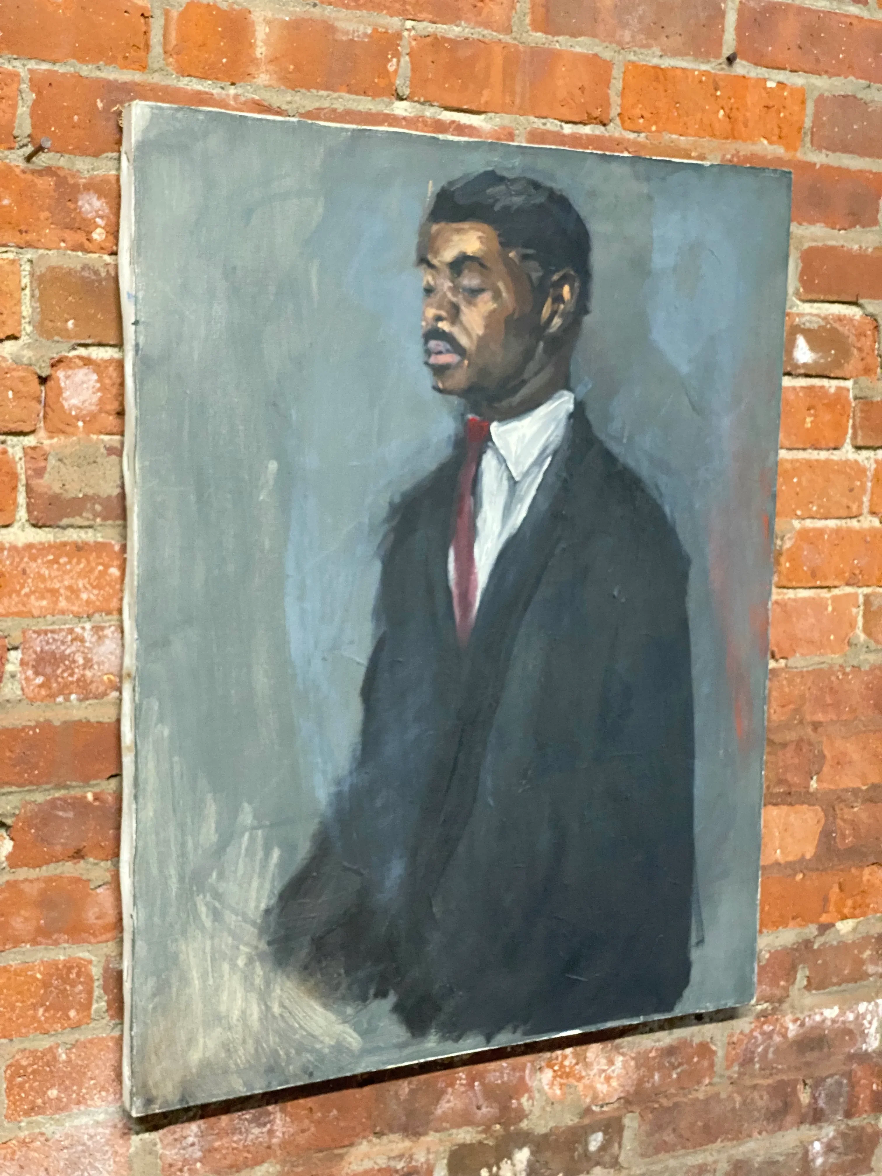 1960s Portrait Painting of an African-American Gentleman in a Suit