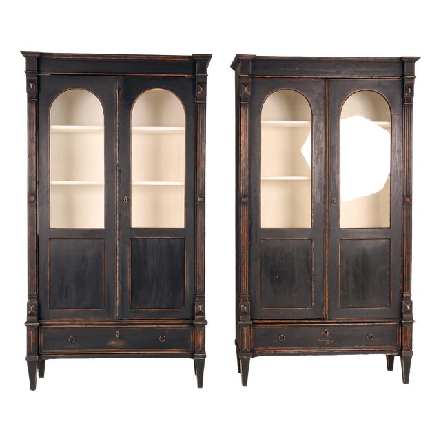 Hand-Painted Pine Display Cabinets, 1880, Set of 2 For Sale