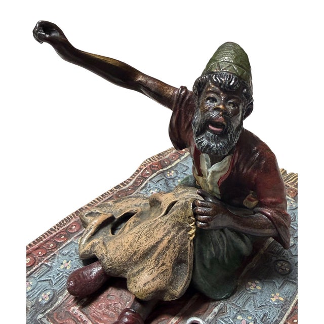 Antique Vienna Bronze Sculpture a Man on Persian Rug by Franz Bergmann For Sale In Los Angeles - Image 6 of 7