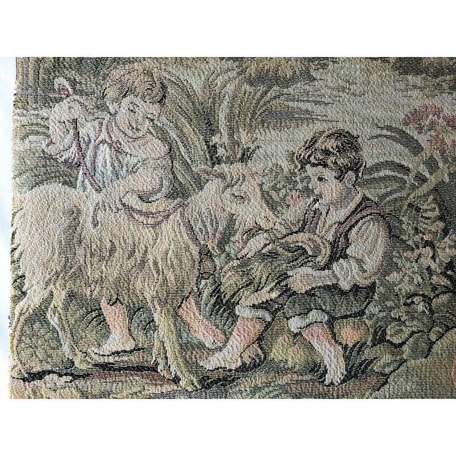 Vintage French Woven Needlepoint Panel - Boucher "Noble Pastorale" - 25x25 For Sale In Los Angeles - Image 6 of 12