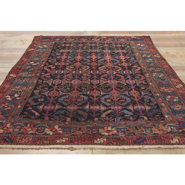 Textile Early 20th Century Antique Persian Malayer Rug, 04'02 X 06'06 For Sale - Image 7 of 9