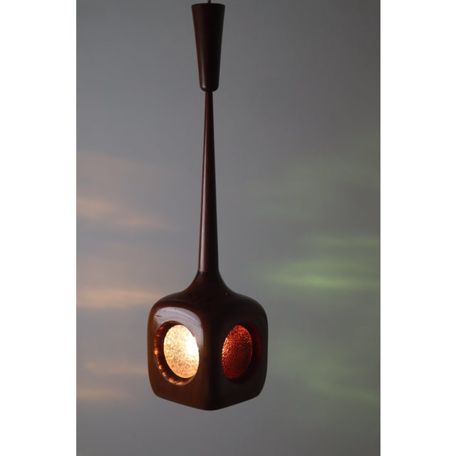 Mid-Century Modern Hanging Lamp with Stained Glass Panels, 1960s For Sale - Image 12 of 17