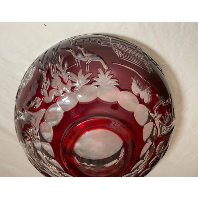 Vintage LMTD Ed Crystal Design Guild Magda Nemeth Cut to Clear Dragon Glass Bowl For Sale - Image 12 of 13