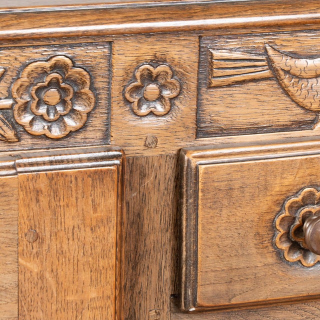 Long French Oak Four Door Sideboard Buffet For Sale - Image 10 of 18