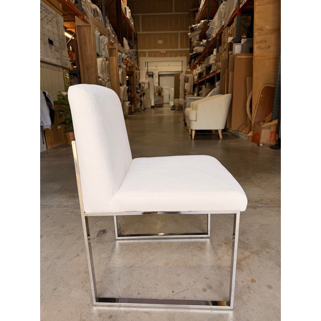 Contemporary Phillips Collection White Dining Chair With Stainless Steel Legs For Sale - Image 3 of 5