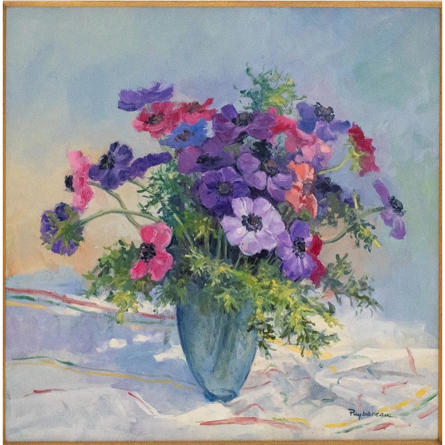 Realism Early 21st Century Annie Puybareau - Les Anemones De Caen, Oil on Canvas For Sale - Image 3 of 7