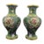 Chinese Cloisonne Green Enamel Flower Gilt Miniature Vase Pair For Sale