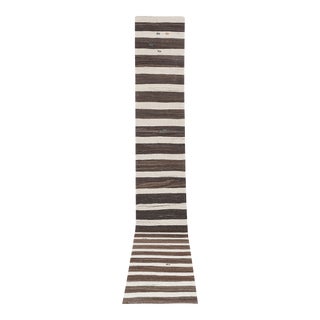 1960s Vintage Organic Turkish Hemp Kilim Runner 2'4'' X 17'2'' For Sale