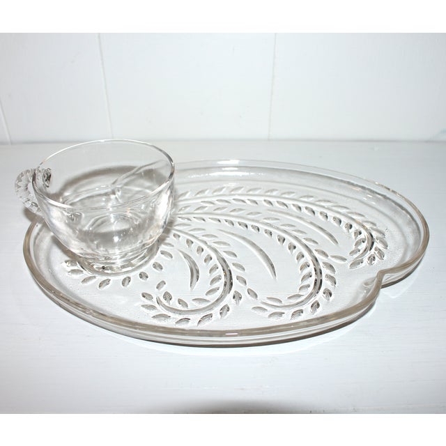 Mid-Century Modern Vintage Federal Glass Homestead Wheat Snack Set Service for 6 - 12 pcs For Sale - Image 3 of 7
