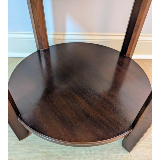 Wood Drexel Heritage Chinese Chippendale Banded Mahogany Side Table Round For Sale - Image 7 of 9