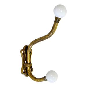 Vintage French Style Brass & Ceramic Wall Hook