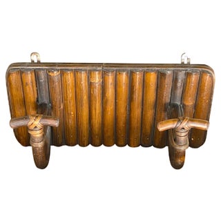 Wall-Mounted Brass and Bamboo Hat Rack, France, 1950s For Sale
