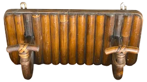 Wall-Mounted Brass and Bamboo Hat Rack, France, 1950s
