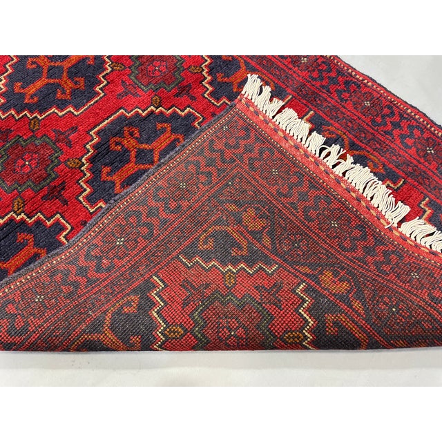 Red & Navy Geometric Medallion Tribal Runner Rug, 2'6" X 9'8" For Sale - Image 16 of 16