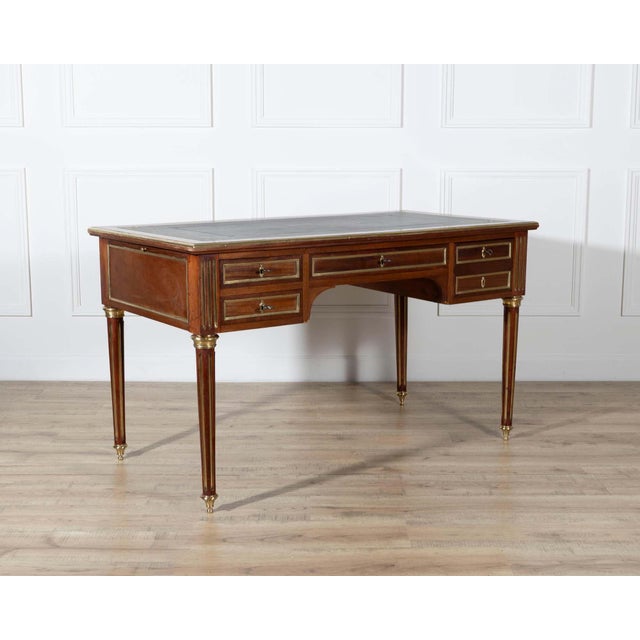 Brown 19th Century Louis XVI–Style Mahogany Double-Sided Desk with Leather Top For Sale - Image 8 of 13
