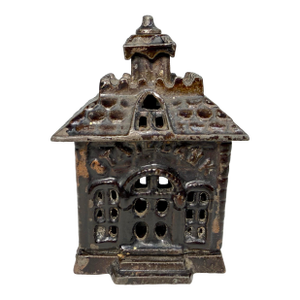 Miniature Rare Antique Kenton Toys Cast Iron Building Still Coin Dime State Bank
