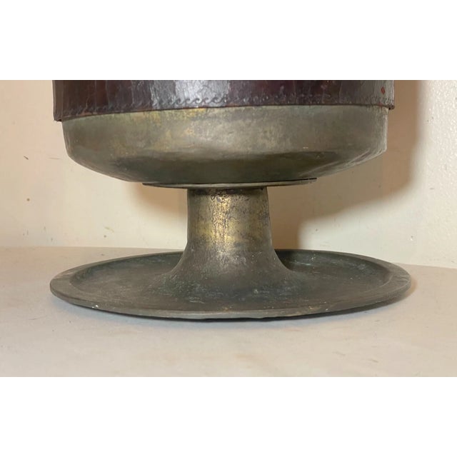 Metal Antique Early 1800's Leather Wrapped Bronze Footed Umbrella Cane Holder Stand For Sale - Image 7 of 12