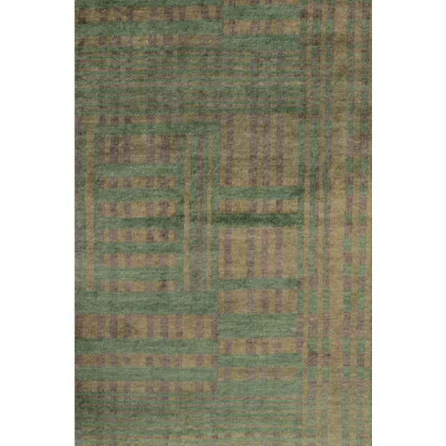 Rug & Kilim Rug & Kilim's Scandinavian Style Plush Rug in Mohair With Muted Geometric Designs For Sale - Image 4 of 11