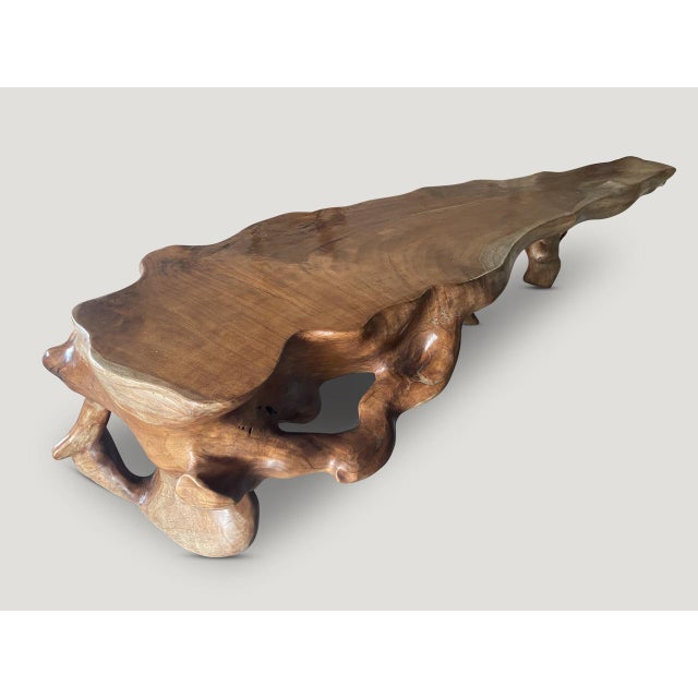 Andrianna Shamaris Monumental Mahogany Wood Sculptural Console Table For Sale - Image 4 of 6