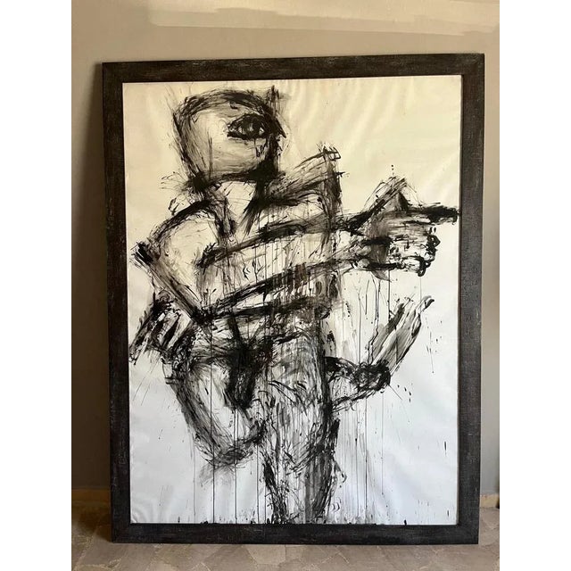 Black Claude Adrian Caponnetto, Composition, Charcoal on Paper, 1970s For Sale - Image 8 of 8