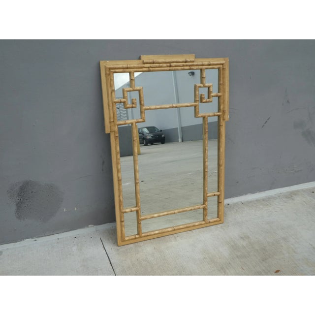 Vintage Faux Bamboo Wood Mirror For Sale - Image 4 of 8