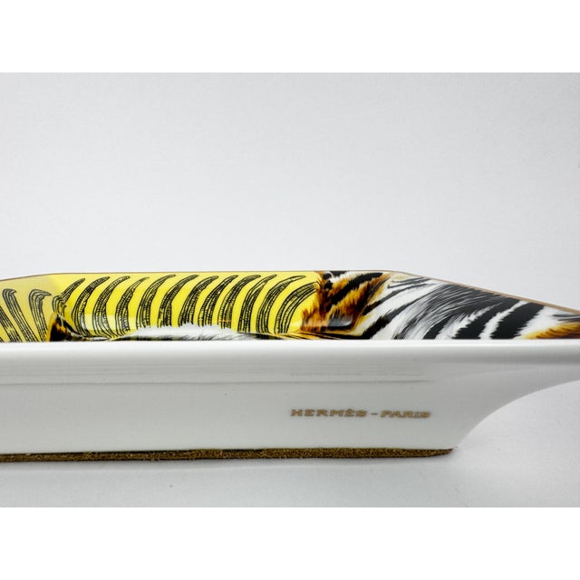 Animal Skin Hermès “Tigre Royal” Porcelain Catchall Vide-Poche by Christiane Vauzelles For Sale - Image 7 of 10