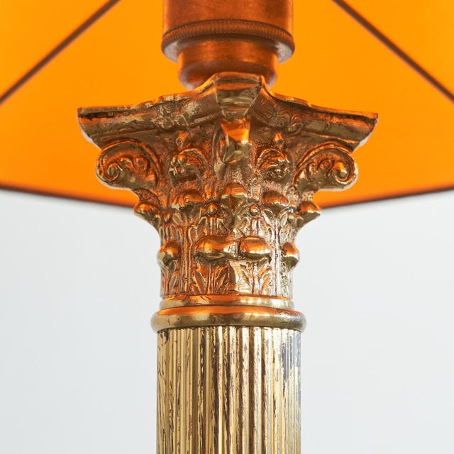 Metal Neoclassical Column Table Lamp in Patinated Brass, 1920s For Sale - Image 7 of 11