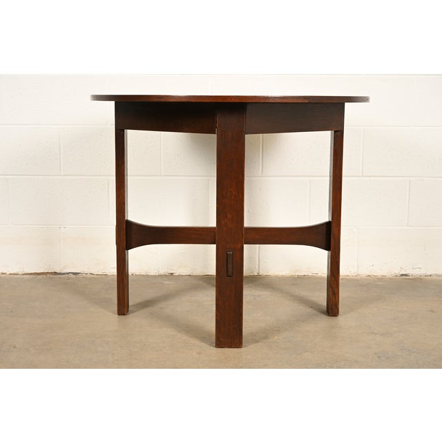 Stickley Brothers Stickley Brothers Antique Mission Oak Arts & Crafts Center Table or Lamp Table, Circa 1910 For Sale - Image 4 of 10